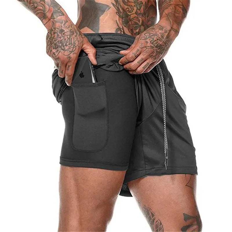 2022 Sport Shorts Men Sportswear Double-deck Running Shorts 2 In 1 Beach Bottoms Summer Gym Fitness Training Jogging Short Pants Monte Capri