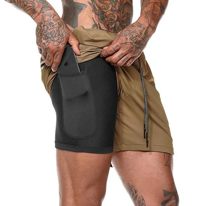 2022 Sport Shorts Men Sportswear Double-deck Running Shorts 2 In 1 Beach Bottoms Summer Gym Fitness Training Jogging Short Pants Monte Capri