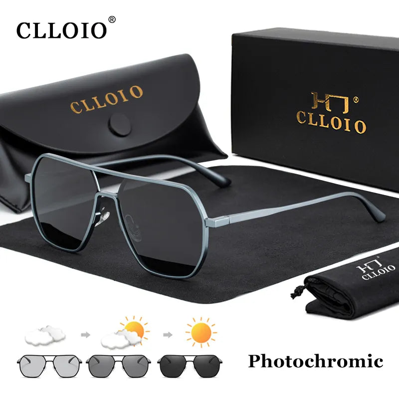 CLLOIO New Fashion Aluminum Photochromic Sunglasses Men Women Polarized Sun Glasses Chameleon Anti-glare Driving Oculos de sol Monte Capri