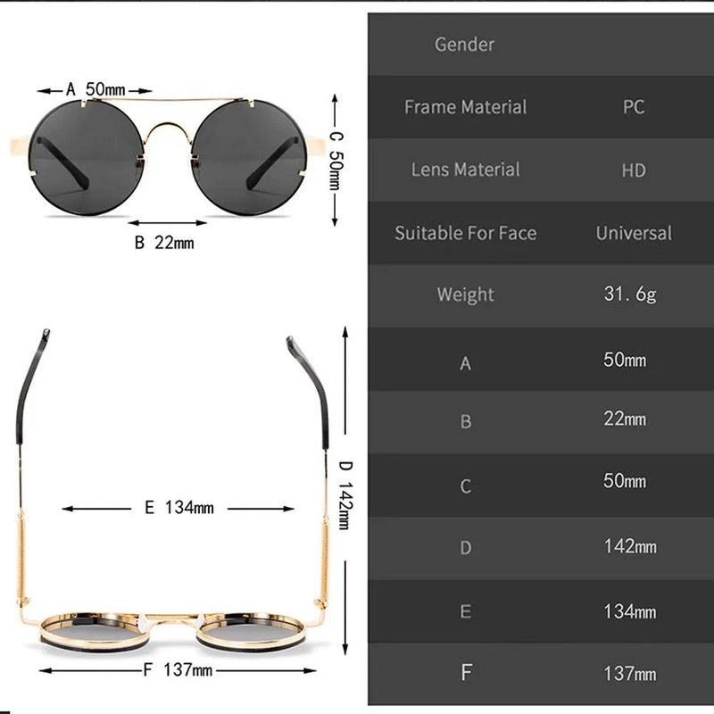 Classic Gothic Steampunk Sunglasses Luxury Brand Designer High Quality Men and Women Retro Round Metal Frame Sunglasses UV400 Monte Capri