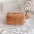 Fur Makeup Bags for Women Soft Travel Cosmetic Bag Organizer Case Young Lady Girls Make Up Case Necessaries 1 Pc Solid Handbags Monte Capri