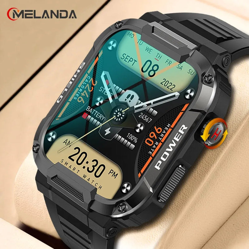 MELANDA 1.85 Outdoor Military Smart Watch Men Bluetooth Call Smartwatch For Xiaomi Android IOS Ip68 Waterproof Ftiness Watches Monte Capri