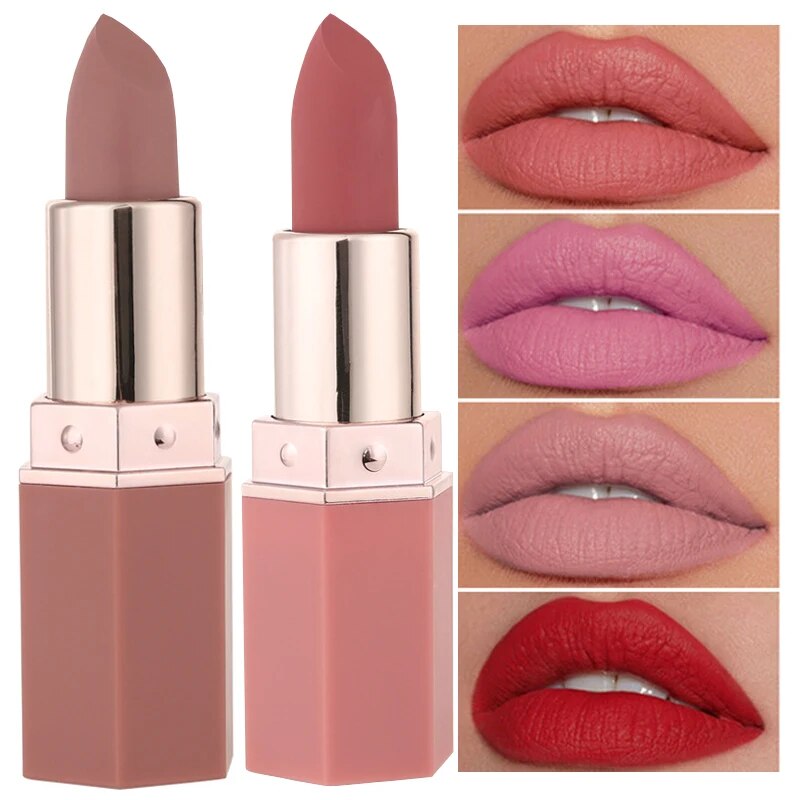 Moisturizing Lipstick Nude Lips Makeup Pink Red Natural Lip Tint Non Stick Cup Long Lasting Waterproof Matte Lipstick Cosmetic Monte Capri