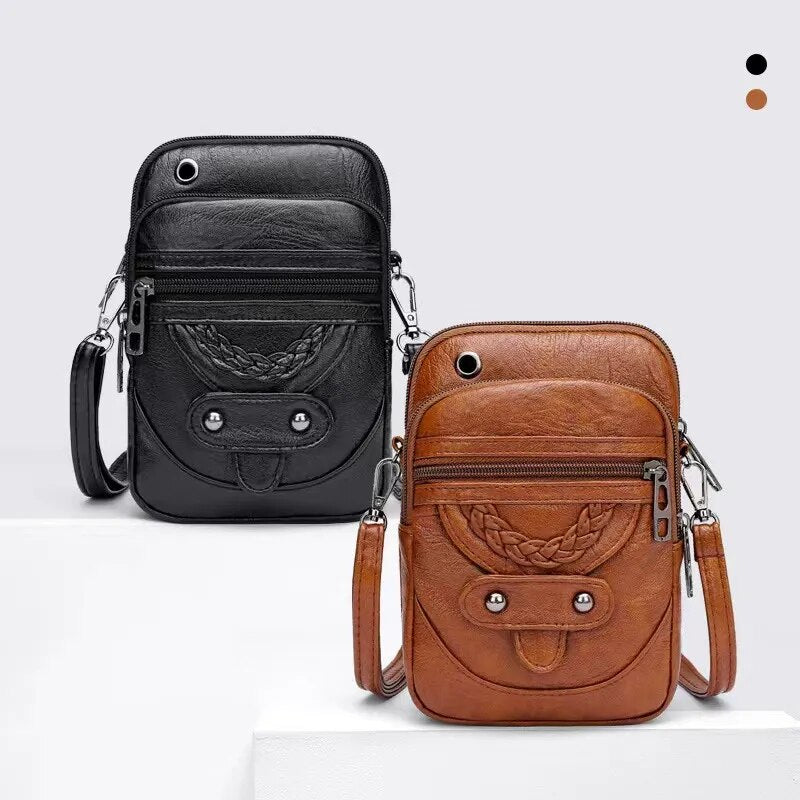 Retro Women Handbag Soft Leather Shoulder Messenger Bag Cellphone Crossbody Bag Multifunction Square Bag Shopping Purse Bolsa Monte Capri