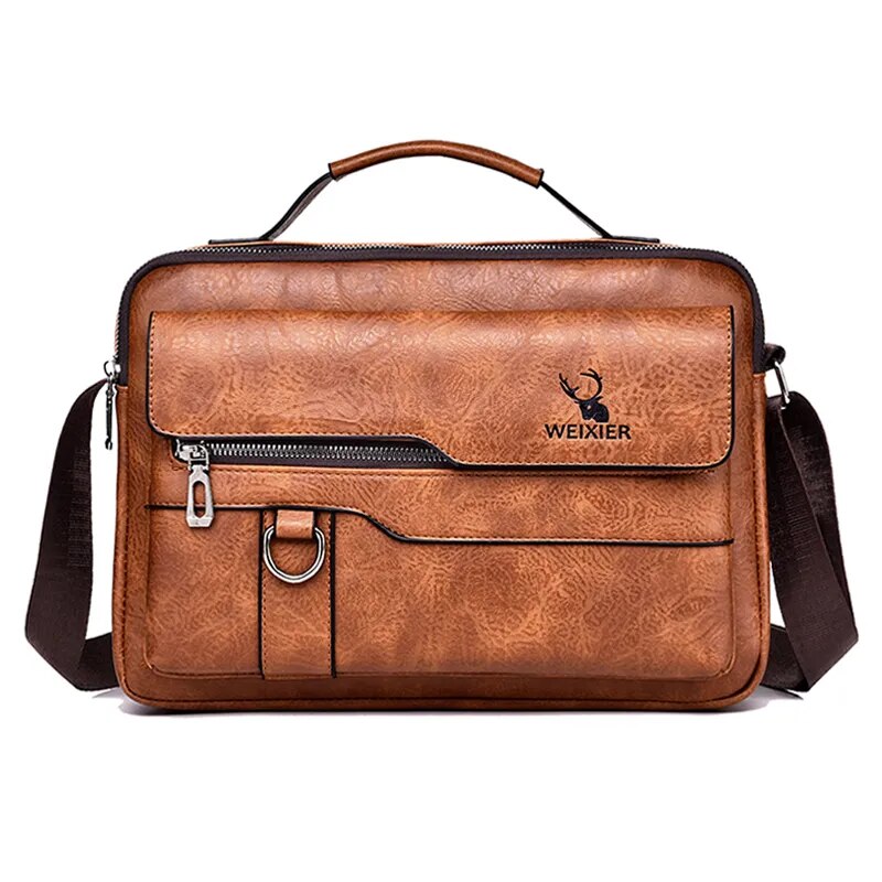 Weixier Men Shoulder Bag for 9.7 Ipad Men PU Leather Flaps Men's Crossbody Bag Business Flap Male Solid Messenger Bag Travel Bag Monte Capri