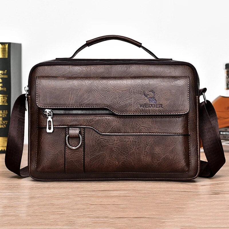 Weixier Men Shoulder Bag for 9.7 Ipad Men PU Leather Flaps Men's Crossbody Bag Business Flap Male Solid Messenger Bag Travel Bag Monte Capri